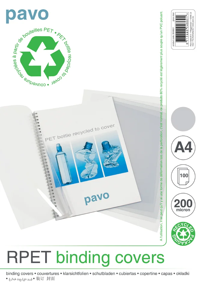 pavo Plats de couverture, A4, rPET, transparent, 0,20 mm - OEM 8048601