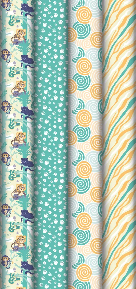 Clairefontaine Papier cadeau 'Jungle', en présentoir - lot de 30 - OEM 214005C