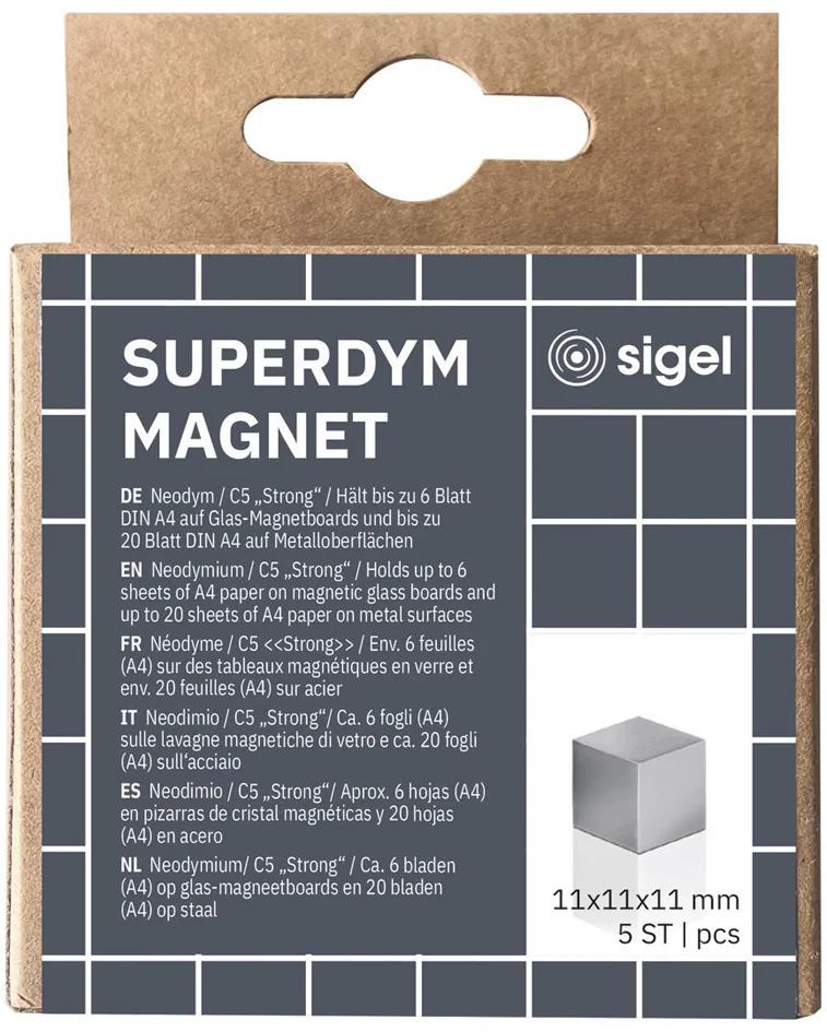 sigel Aimant néodyme cube 'Strong' C5, set de 5, argent - OEM BA728