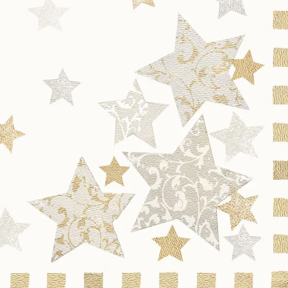 PAPSTAR Serviette à motif de Noël 'Stardust', crème - OEM 88682