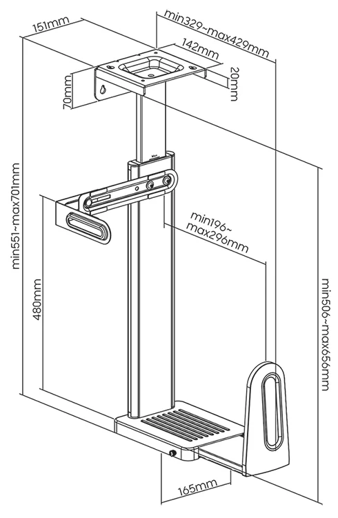 LogiLink Support pour ordinateur, sous table ou mural, noir - OEM EO0073