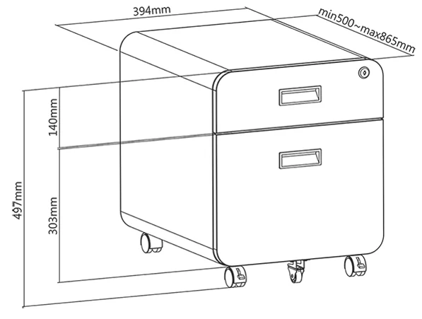 LogiLink Caisson mobile, 2 tiroirs, noir - OEM EO0080
