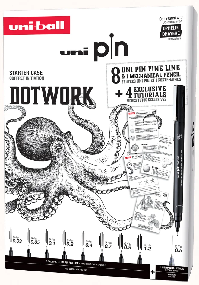 uni-ball Coffret d'initiation uni pin DOTWORK, 9 pièces - OEM CF PIN/8 005