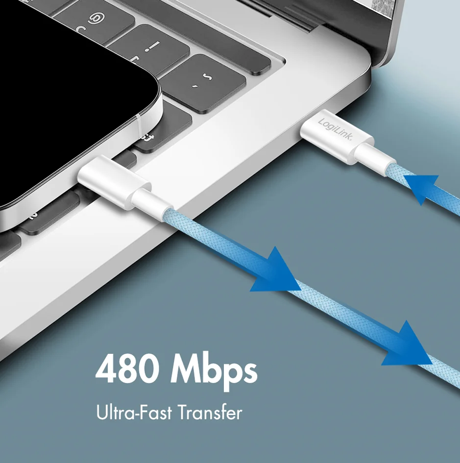 LogiLink Câble USB 2.0, USB-C - USB-C, 0,5 m, rose - OEM CU0343 – Image 7