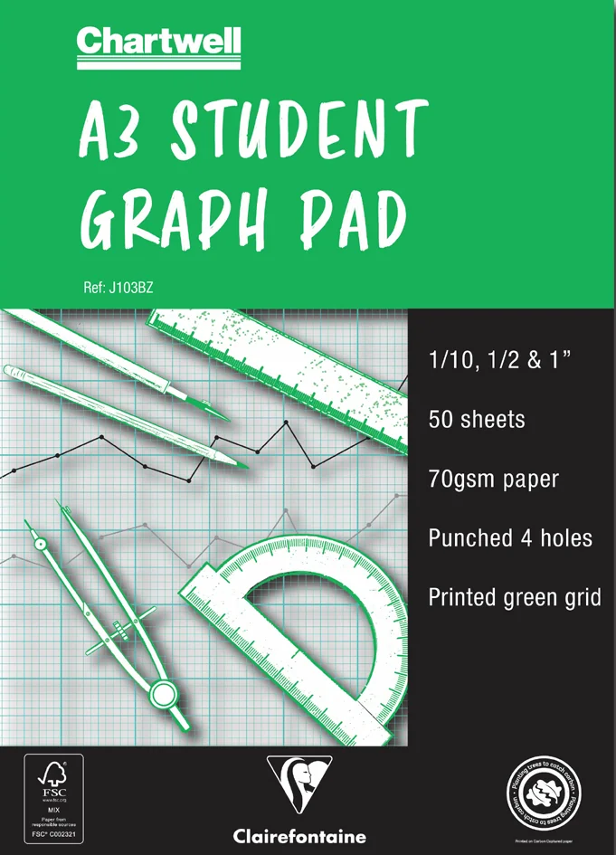 Clairefontaine Papier millimétré 'STUDENT GRAPH PAD', A4 - lot de 10 - OEM J424BZ