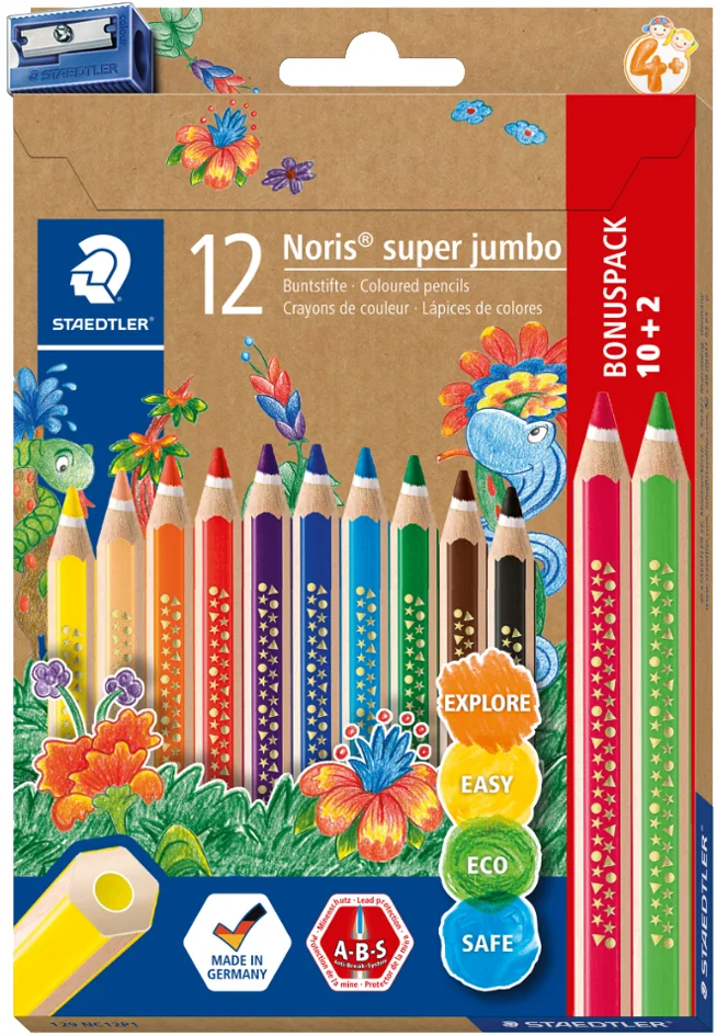STAEDTLER Crayon de couleur Noris super jumbo, 10+2 - OEM 129 NC12P1
