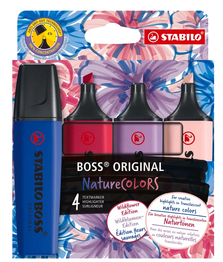 STABILO Surligneur BOSS ORIGINAL NatureCOLORS, étui de 4 - OEM EO70/4-1-103-5