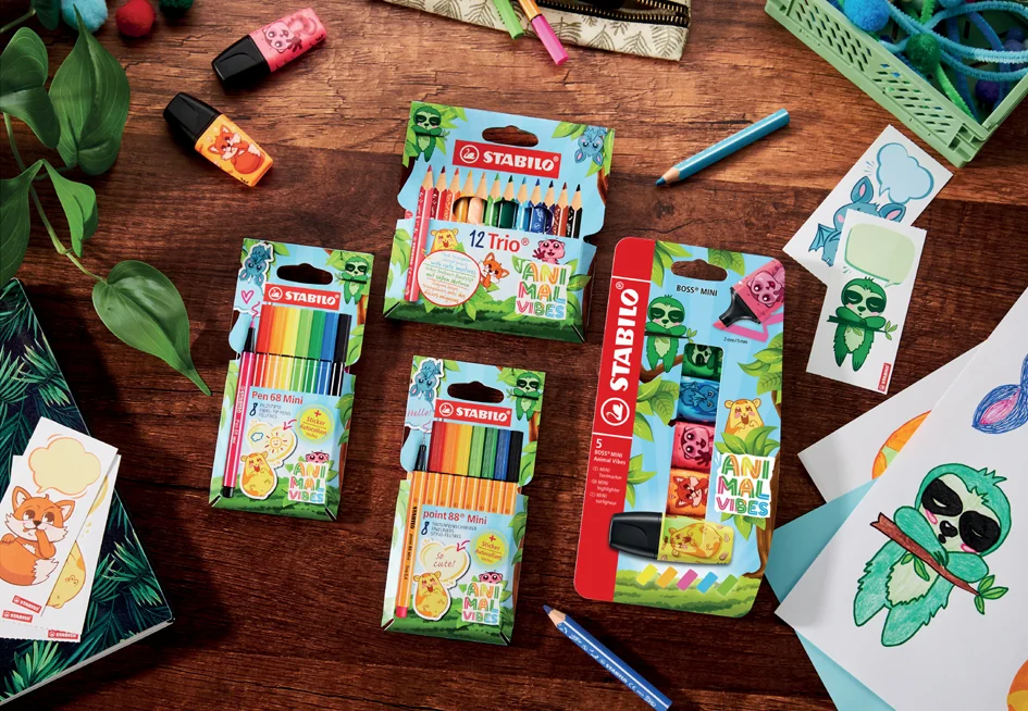 STABILO Feutre Pen 68 Mini Animal Vibes, étui de 8 - OEM 668/8-07