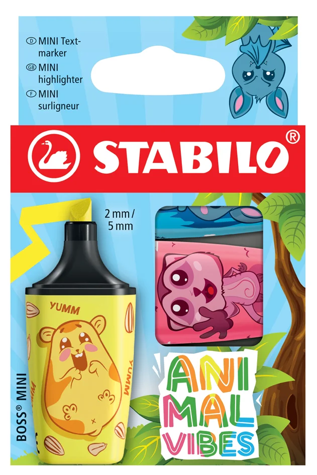 STABILO Surligneur BOSS MINI Animal Vibes, étui carton de 5 - OEM B-62416-10