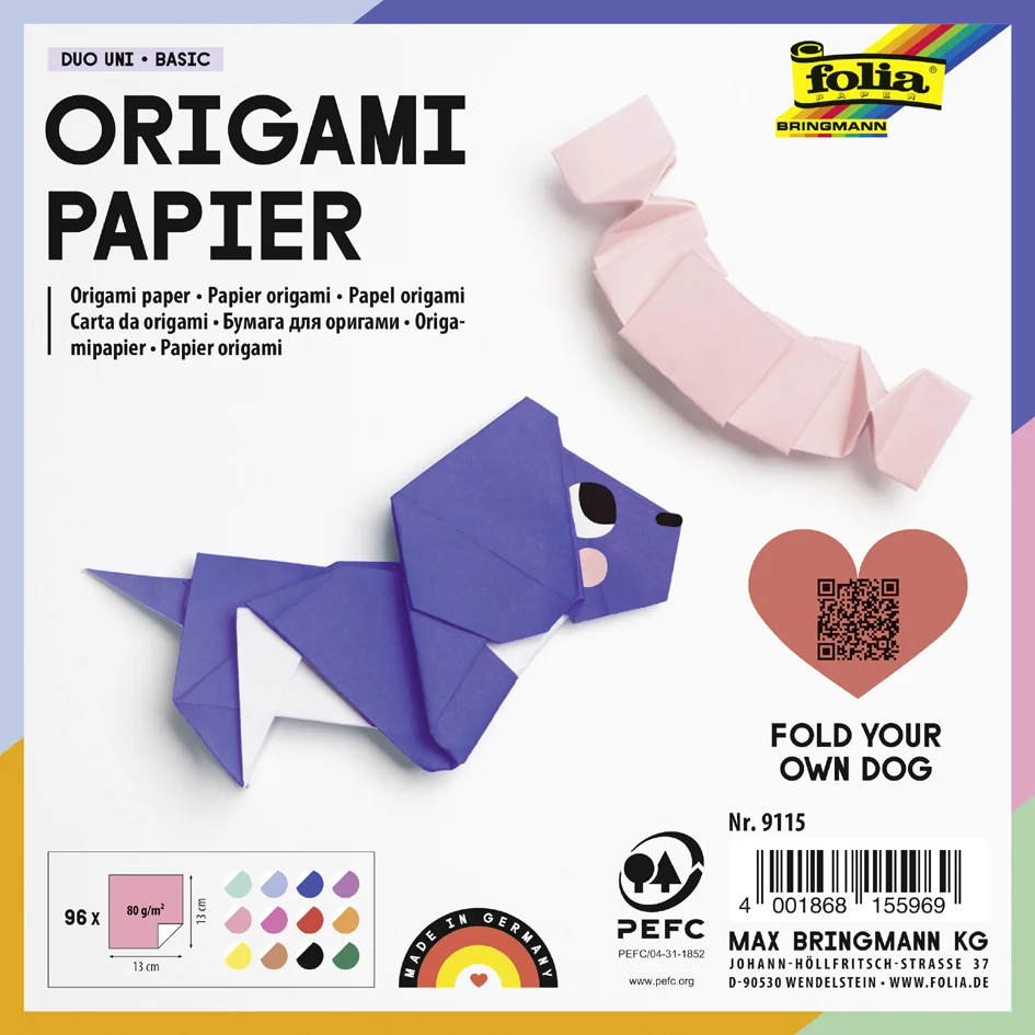 folia Feuille de papier origami Duo Uni, 80 g/m2, 100x100 mm - OEM 9110 – Image 3