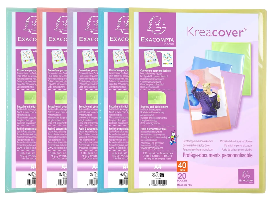 EXACOMPTA Protège-documents, A4, PP, 20 pochettes, assorti - lot de 20 - OEM 5829E