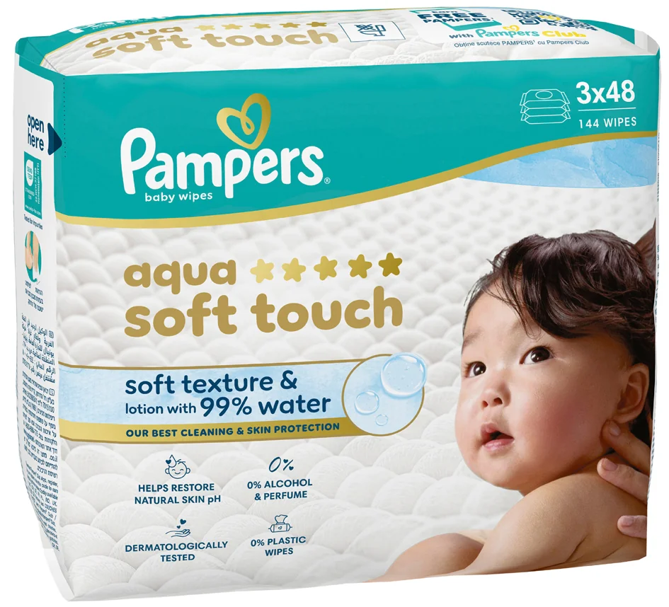 Pampers Lingette humide aqua soft touch, pack de 3 - OEM 8006530142113