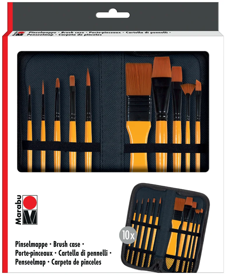 Marabu Trousse de pinceaux, avec 10 pinceaux pour acrylique - OEM 1628000000002