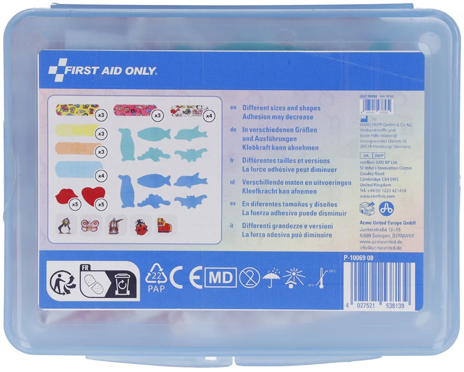 FIRST AID ONLY Pansement pour enfants, boîte plastique de 45 - OEM P-10069 00