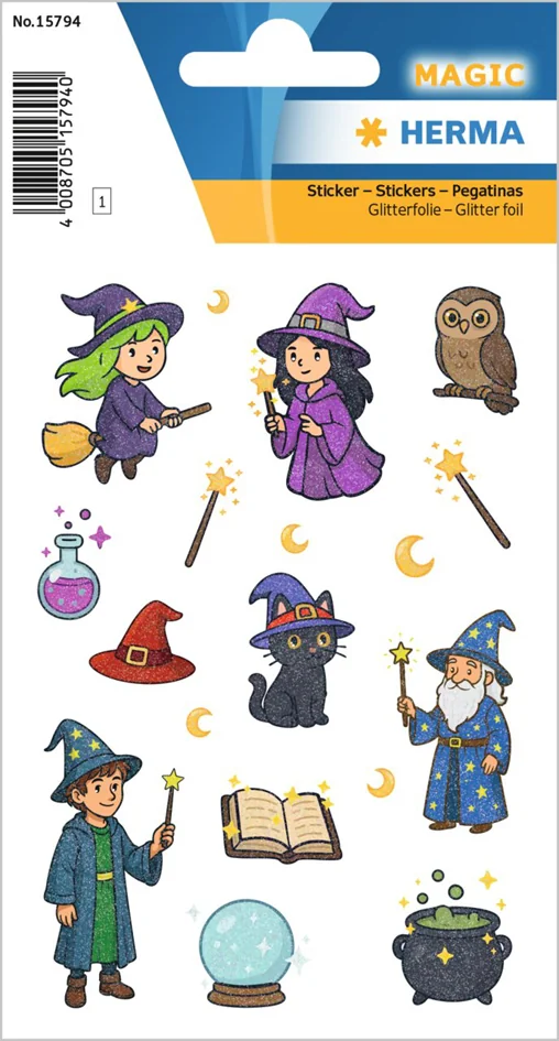 HERMA Stickers MAGIC Sorcières & magiciens, film pailleté - OEM 15794