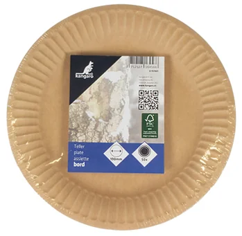 kangaro Assiette en carton, rond, diamètre: 190 mm, marron - OEM K-157401